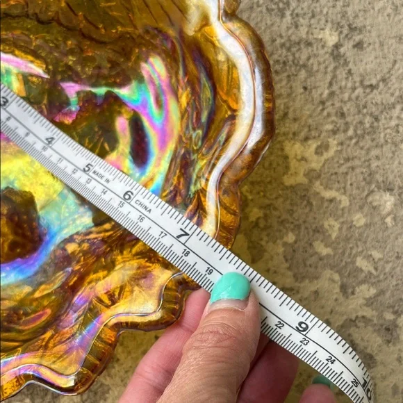 Iridescent Glass Leaf Bowl - Picture 9 of 12